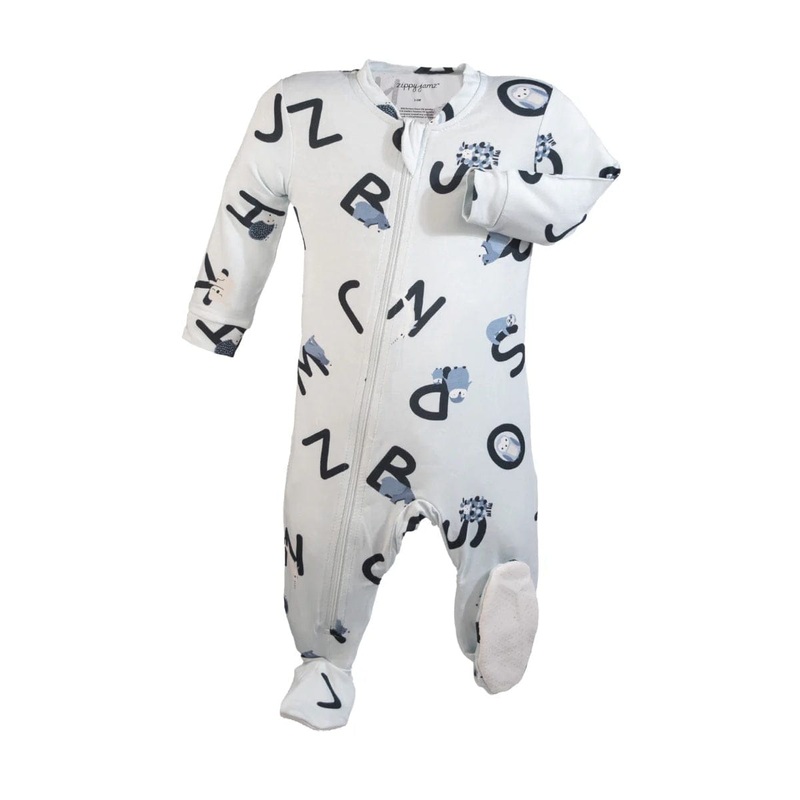 ZippyJamz Bamboo Footed Sleeper – AlphaJamz Blue NB ALPHAJAMZ BLUE