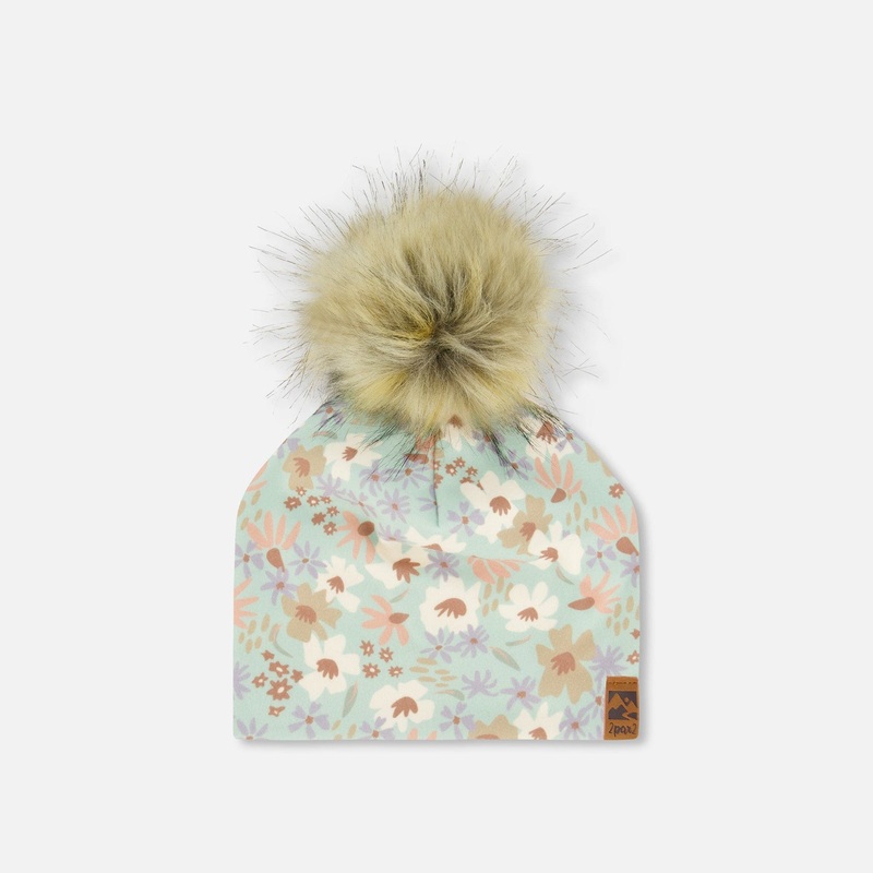 Deux Par Deux Jersey Hat with Pom Pom – Mint Flowers 6-24M MINT FLOWERS