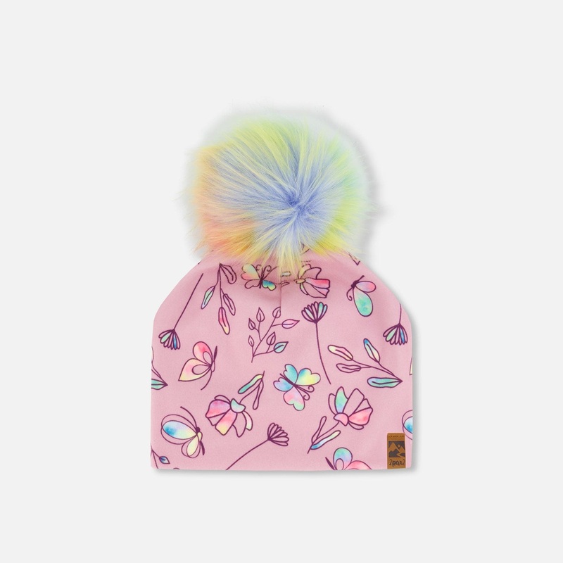 Deux Par Deux Jersey Hat with Pom Pom – Pastel Flowers 6-24M PASTEL FLOWERS
