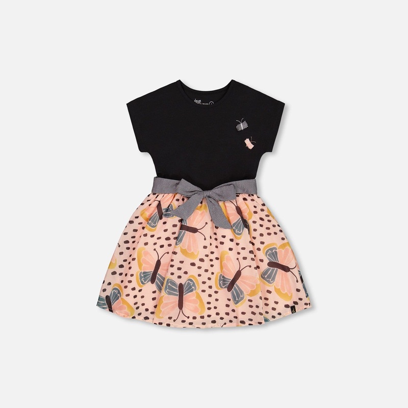 Deux Par Deux Dress With Belt Bow – Anthracite/Butterfly 6 ANTHRACITE