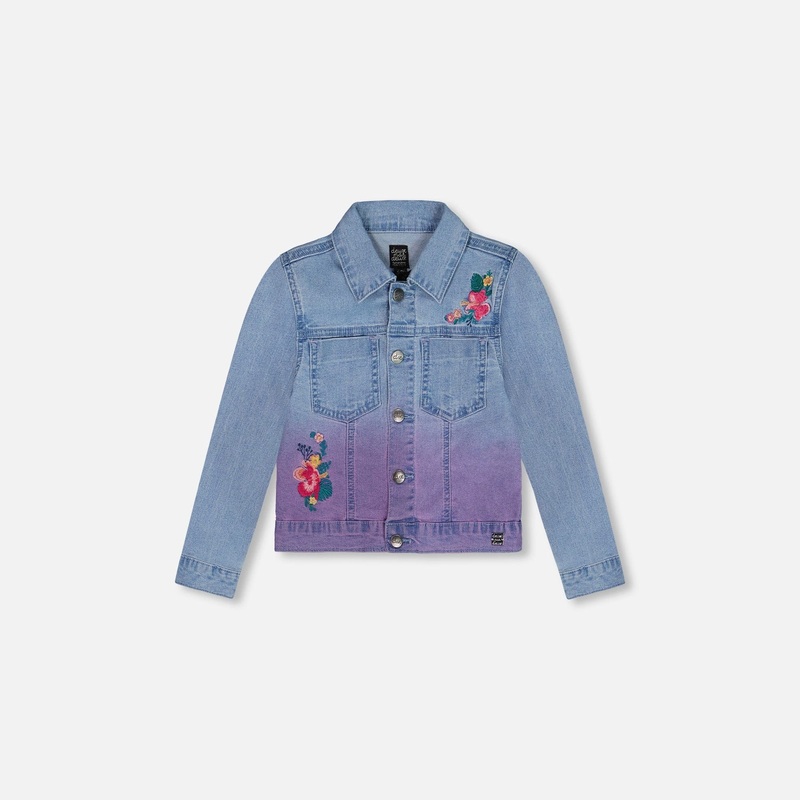 Deux Par Deux Jean Jacket with Embroidery – Light Blue Denim 6-7Y LIGHT BLUE DENIM