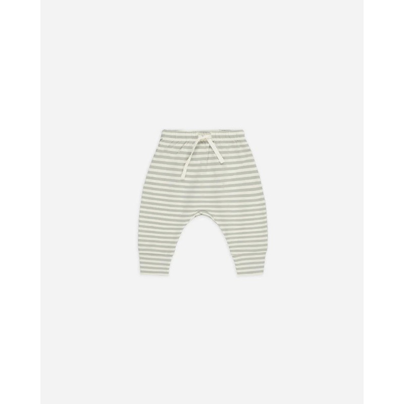 Quincy Mae Drawstring Pant – Sage Stripe 0-3 months