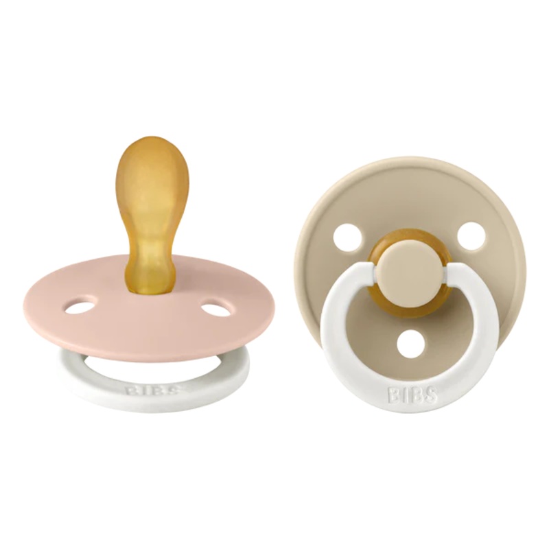 BIBS Symmetrical Colour Pacifier GLOW – Size 2 (6-18m) Blush Glow/Vanilla Glow