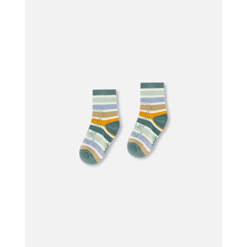 Deux Par Deux Jacquard Socks – North Atlantic 3/4