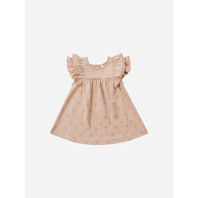 Quincy Mae Flutter Dress – Blush Cherries 3-6m