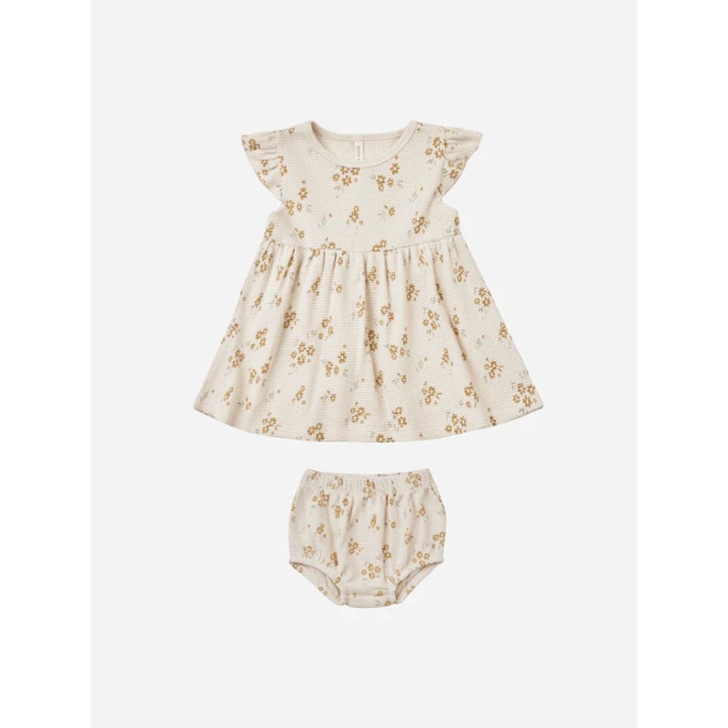 Quincy Mae Flutter Sleeve Dress – Honey Flower 0-3m