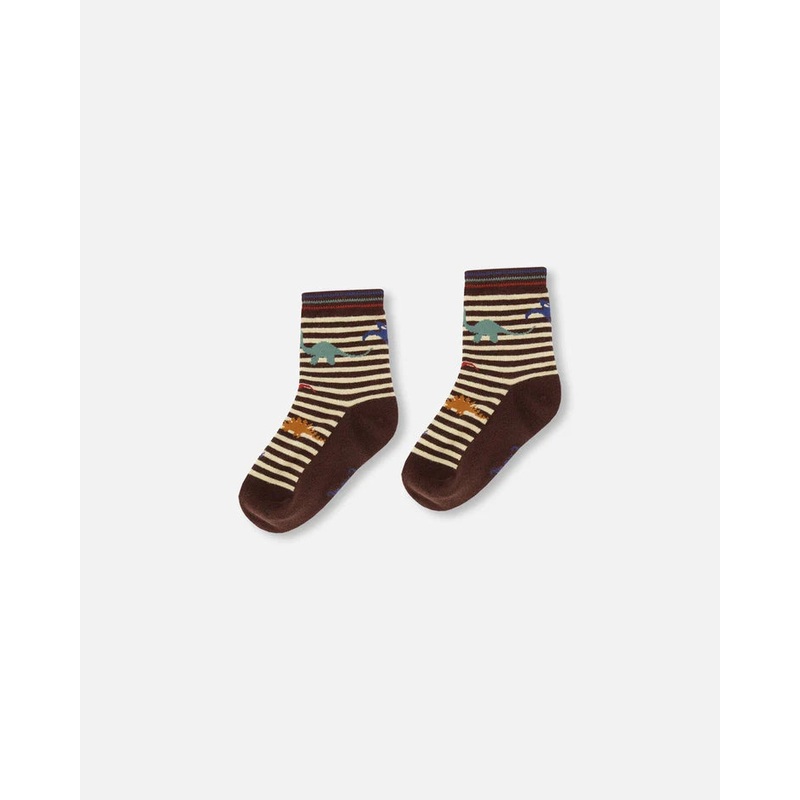 Deux Par Deux Socks – Java Striped Dinosaur 5/6