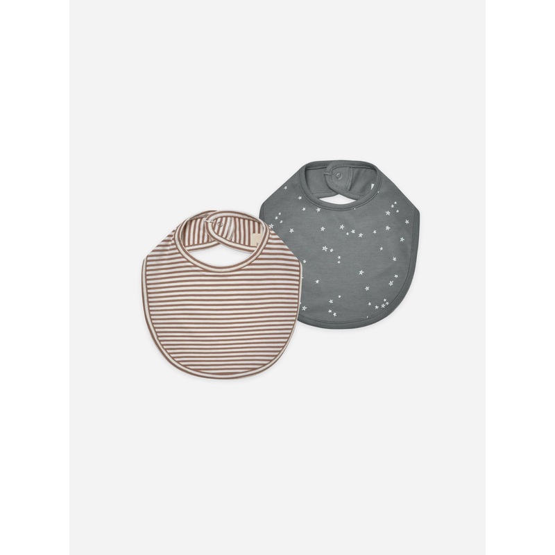 Quincy Mae Jersey Snap Bibs – Stars and Cocoa Stripe