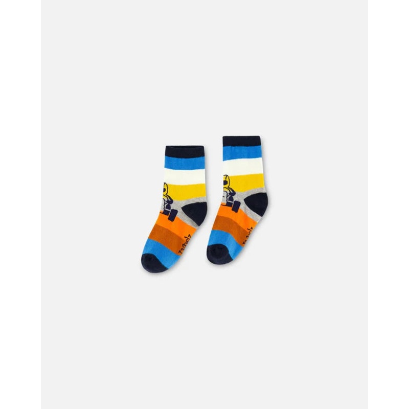 Deux Par Deux Socks Peacoat – Multi Stripe 3/4