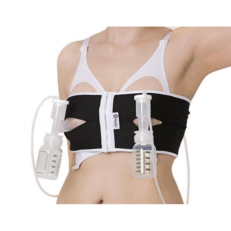 PumpEase Hands Free Pumping Bra Large Tuxedo Black