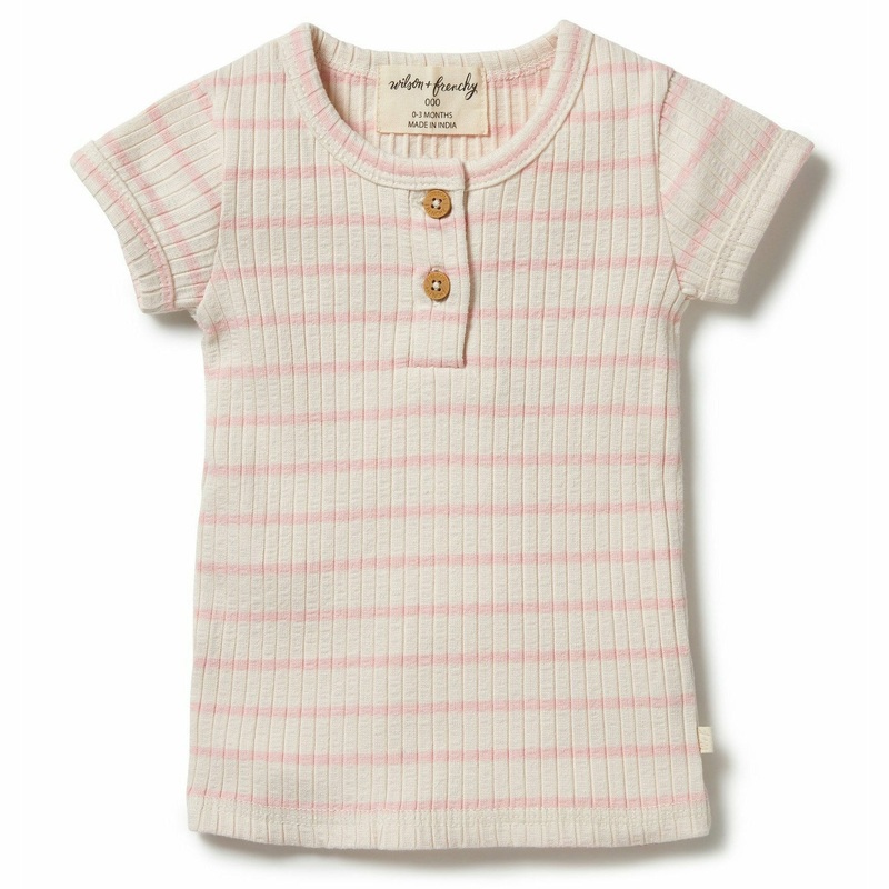 Organic Stripe Rib Top – Pink Lemonade 000