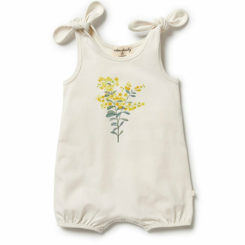 Organic Tie Playsuit – Little Blossom 000
