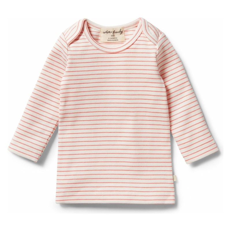 Organic Stripe Rib Top – Coral 000
