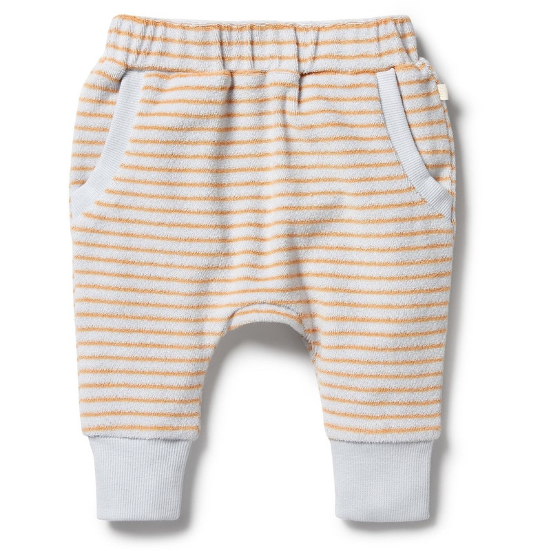Organic Terry Slouch Pant- Nutmeg Stripe 000